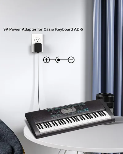Miniatura 2 de WUKUR Adaptador de CA de 9 V AD-5 compatible con cable de alimentación de teclado Casio compatible con teclado Casio AD-5 AD-5MU CTK-2100 CTK-800