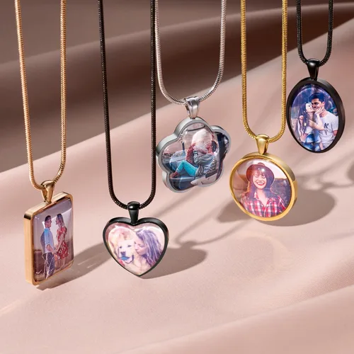 Miniatura 5 de Fanery sue Collares personalizados de doble cara, collares de fotos personalizados para mujeres y hombres, colgante de foto personalizado