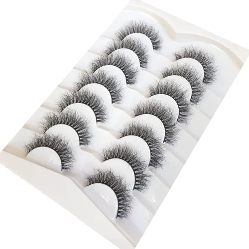 Miniatura 616 de Pooplunch - Pestañas postizas finas de visón sintético, estilo ojo de gato, naturales, cruzadas, tipo racimo, efecto 8D de volumen, tiras