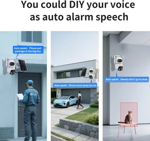 Miniatura 5 de ESCANU Cámaras de seguridad solares inalámbricas para exteriores, cámaras para seguridad del hogar con doble lente, panorámica/inclinación de 360°