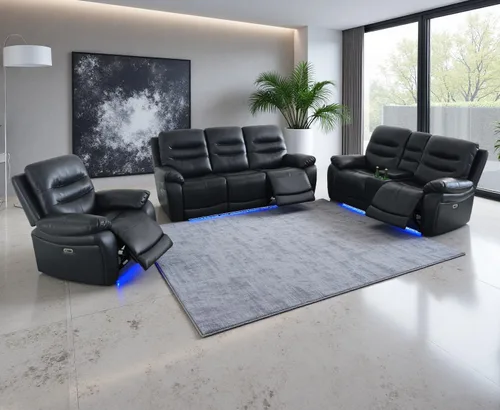 Miniatura 46 de Juego de sofá reclinable eléctrico, seccional de cuero transpirable beige, juego de muebles de sala de estar, 2 piezas, sofá reclinable eléctrico