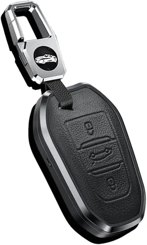 Miniatura 9 de Funda para llavero de automóvil con textura de cuero de aleación para Peugeot Citroen Picasso Elysee 308 407 3085 5008 C3 DS5 DS6 Funda para llave