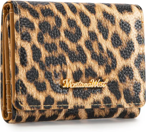 Miniatura 7 de Montana West Billetera pequeña de triple pliegue para mujer, con bloqueo RFID, carteras minimalistas con ventana de identificación, Beige