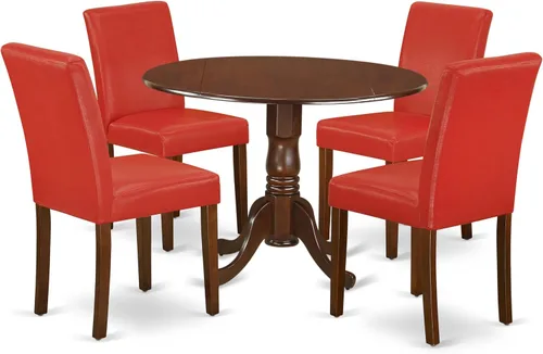 Miniatura 22 de East West Furniture DLAB5-BLK-61 - Juego de mesa de cocina de 5 piezas para 4 personas, incluye una mesa de comedor redonda con gotas y 4 sillas
