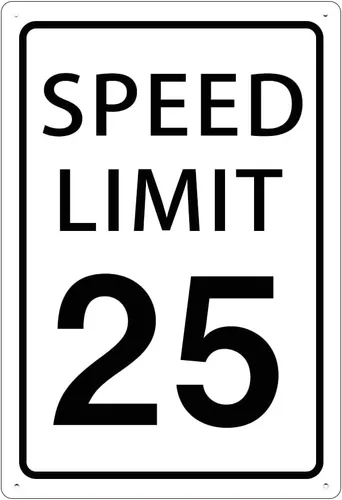 KONEDMIX Señal de límite de velocidad de 25 mph, señal de tráfico lenta, carretera y calle, 25 señales de 8 x 12 pulgadas Límite de velocidad 25