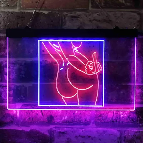 Miniatura 2 de ADVPRO Bad Bitch Middle Finger FXXK Girl Room - Letrero de neón LED de doble color, azul y rojo, 12 x 8 pulgadas st6s32-i3799-br