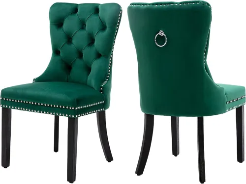 Miniatura 22 de Sillas de Comedor de Terciopelo Juego de 4, Colección Nikki Sillas de Comedor con Patas de Acero Inoxidable Plateado y Anilla, Silla Lateral de Lujo