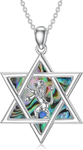 Miniatura 14 de YFN Collar de estrella de David de plata de ley, concha de abulón, árbol de la vida, joyería judía, regalos para mujeres y hombres