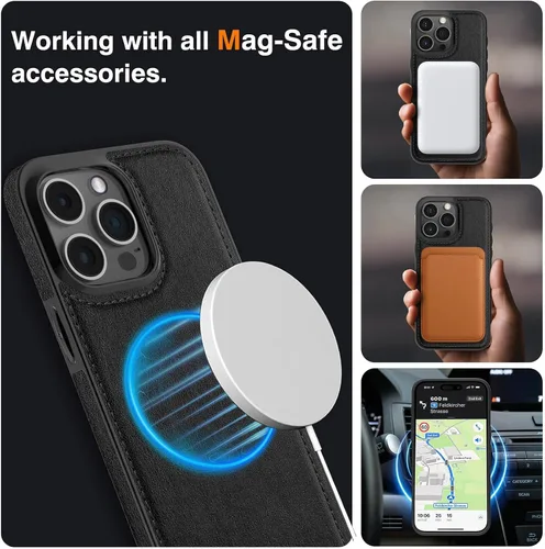 Miniatura 4 de LOHASIC MagSafe, funda de piel sintética suave y magnética para iPhone 15 Pro, de piel sintética, para hombres y mujeres, funda delgada de diseñador