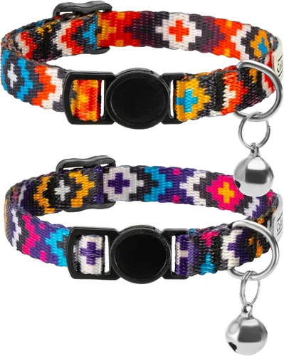 Miniatura 13 de CollarDirect Cat Collar Breakaway with Removable Bell Set of 2 PCS Azteca y étnica
