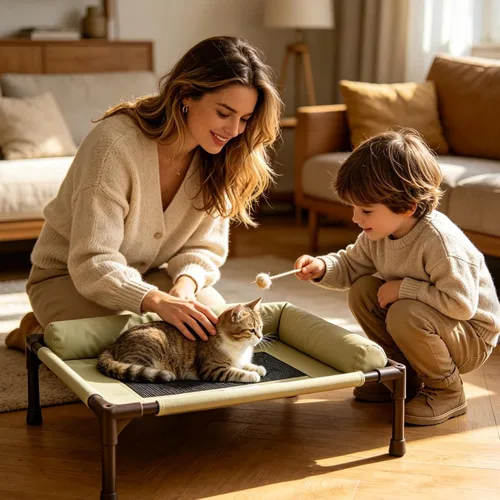 Miniatura 2 de Elevated Cat Bed Washable Breathable Hammock,Lifted Dog Bed Pet Cot - for Puppy Small Medium Breed Home Apartment Living Room Balcony Outdoor