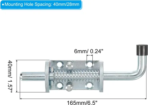 Miniatura 2 de PATIKIL Pasador de pestillo con resorte de 6.5 pulgadas, cerrojo de seguridad de hierro para puerta de puerta cobertizo ventana