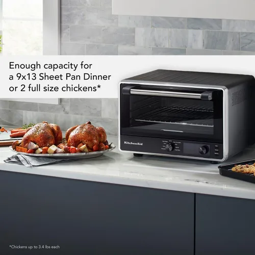 Miniatura 7 de KitchenAid Horno de encimera digital con freír aire y piedra para pizza, KCO128BM, negro mate