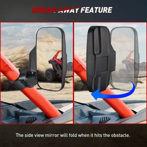 Miniatura 3 de Frokom Espejos laterales UTV, espejos retrovisores universales para jaula antivuelco de 1.6 a 2 pulgadas, Polaris Ranger RZR, Pioneer Can Am