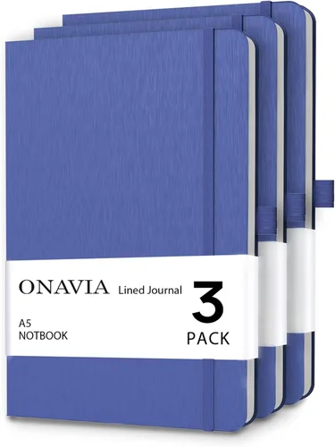 Miniatura 19 de ONAVIA Cuaderno rayado A5, cuaderno de notas con rayas universitarias de 7mm, diario para escribir, trabajo, escuela, viajes y toma de notas, tapa