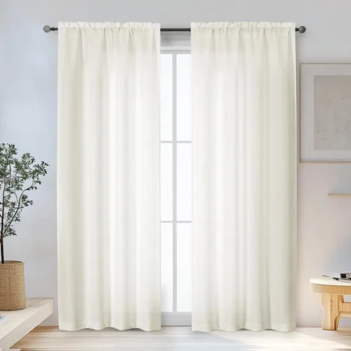 Miniatura 14 de OWENIE Bob Juego de 2 Paneles de Cortinas Negras de Cocina para Ventanas de 36 Pulgadas de Largo, Cortinas Cortas de Café con Textura de Lino