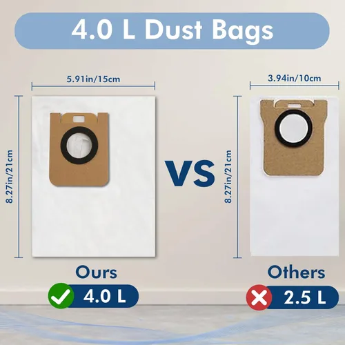 Miniatura 3 de Paquete de 10 bolsas de polvo D10 compatibles con aspiradora robot Dreametech D10 Plus, bolsas de vacío de 4.0 L, piezas de accesorios