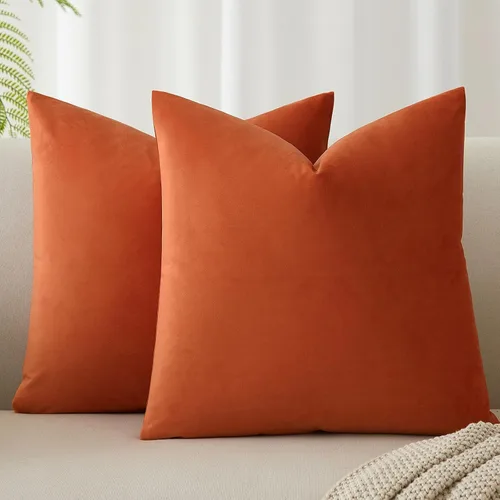 Miniatura 21 de Juspurbet - Juego de 2 fundas decorativas de terciopelo para cojines, fundas suaves para sofá, cama o sillón con cremallera oculta, para sala