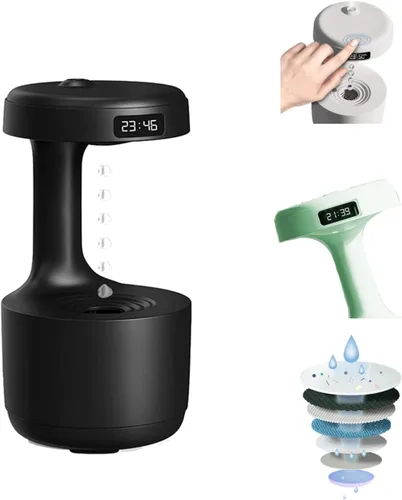 Baddie Humidificador antigravedad con reloj de gota de agua Difusor de aroma de reflujo de gran capacidad Oficina Dormitorio Silencio niebla pesada