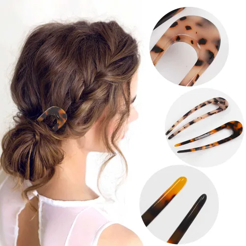 Miniatura 3 de Horquillas francesas para el cabello con forma de U, horquillas para cabello fino y grueso, pinzas clásicas de acetato de celulosa de 5.1 pulgadas
