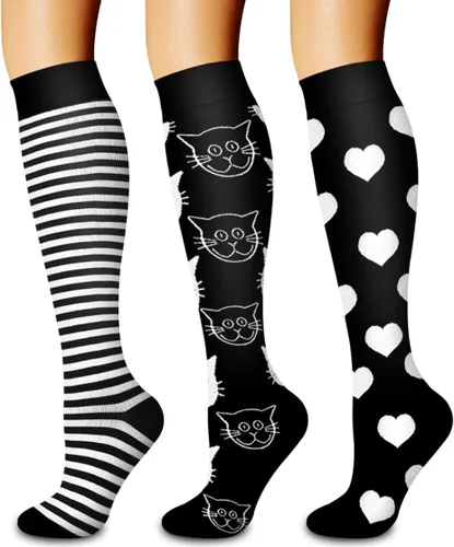 Miniatura 127 de Paquete de 3 pares de calcetines de compresión médica para mejorar la circulación de mujeres y hombres, para correr, hacer deporte y amamantar