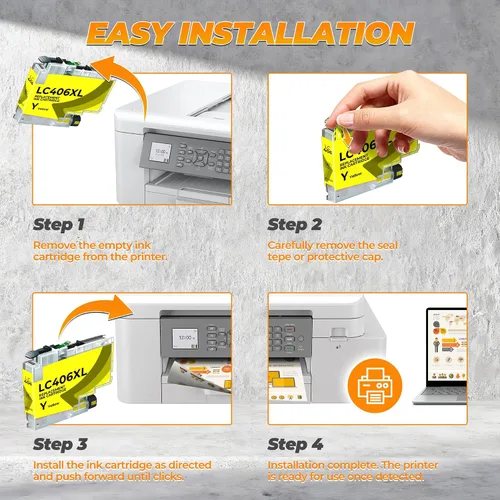 Miniatura 5 de LC406XL - Paquete de 4 cartuchos de tinta (21000 páginas) compatibles con MFC-J4335DW para Brother LC406XL LC406 para MFC-J4335DW, MFC-J4345DW
