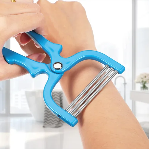 Miniatura 7 de Depiladora facial manual para mujeres, removedor de vello de primavera para cara, barbilla, labio superior, herramienta de depilación portátil (azul)