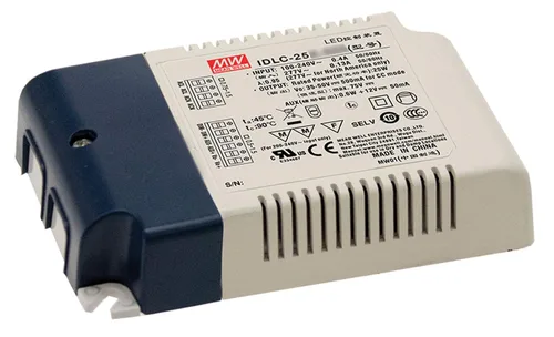 MEAN WELL IDLC-25A-700 25W 700mA 25-36 VDC Modo de corriente constante incluido controlador LED controlador con atenuación y salida auxiliar 12VDC