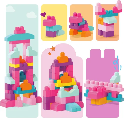 Miniatura 5 de Gran bolsa para construcción First Builders Mega Bloks, Rosado