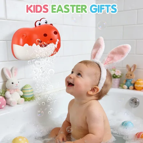 Miniatura 9 de Juguetes de baño para bebés, máquina recargable de burbujas de dinosaurio con música, juguetes de baño para bañera para niños pequeños, regalos