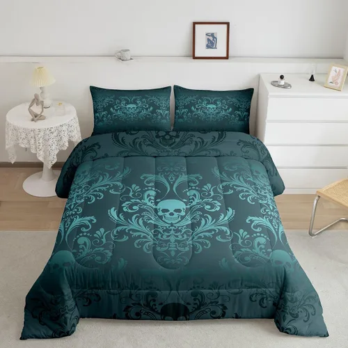 Miniatura 49 de Erosebridal - Juego de ropa de cama damascada negra para adultos, conjunto de edredón victoriano antiguo estilo barroco, tamaño queen, edredón Multi