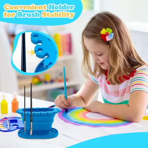 Miniatura 7 de Taza limpiadora de pinceles de silicona plegable con soporte, lavabo plegable para acrílico, acuarela y pintura al óleo, suministros de viaje