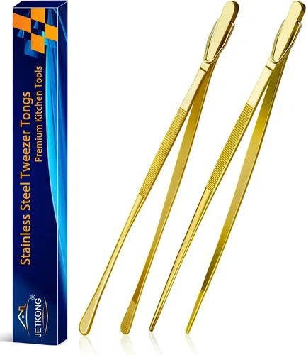 Miniatura 31 de Jetkong 2 pinzas de cocina de 40.6 cm, extra grandes, de acero inoxidable, para alimentos, pinzas de cocina gigantes (color dorado)