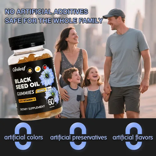 Miniatura 9 de Gomitas de aceite de semilla negra con cúrcuma y granada Suplemento antioxidante de 200 mg para apoyo inmunológico, salud de la piel y el corazón