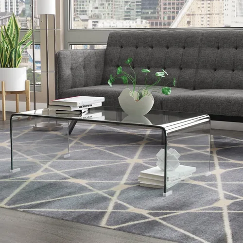Miniatura 9 de Meihua Mesa de Centro de Cristal con Tapa Elevable con Compartimento de Almacenamiento y Estantes Abiertos Separados, Tapa de Mesa Elevable