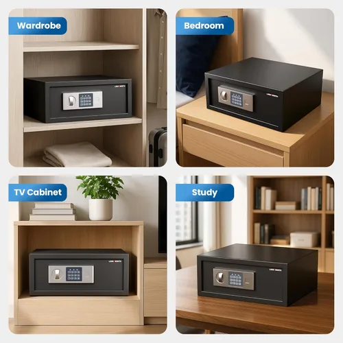 Miniatura 6 de Caja fuerte Locksworth para el hogar, caja de seguridad de 0.7 pies cúbicos, caja de bloqueo para dinero, joyería, documentos y armas, caja fuerte