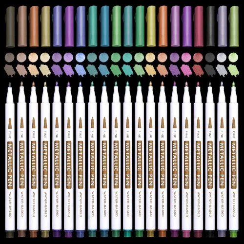 Miniatura 2 de Lelix - Rotuladores metálicos de 20 colores, punta fina para álbum de fotos de bricolaje, papel negro, fabricación de tarjetas, pintura de arte