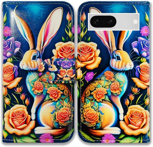 Miniatura 31 de Bcov Pixel 7a - Funda de piel con tapa y función atril para Google Pixel 7a, diseño de flores y mariposas azules Mariposa Azul Flores Rosa