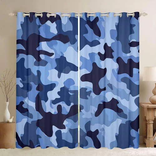 Miniatura 15 de Cortinas de camuflaje rústicas de camuflaje para dormitorio, sala de estar, decoración de cabaña, caza, ejército, negro, verde, aislamiento térmico