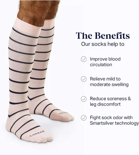 Miniatura 6 de Comrad Calcetines altos de nailon hasta la rodilla, calcetines de compresión graduados de 15-20 mmHg, calcetines de apoyo suaves y transpirables