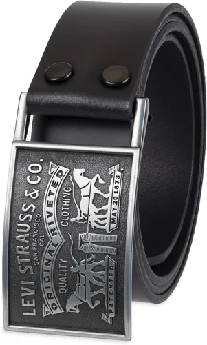 Levi's Men’s Leather Jean Belt with Removable Plaque Buckle - Big Buckle, Cowboy belt