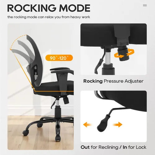 Miniatura 4 de PayLessHere Silla de escritorio ergonómica, silla de oficina, silla de computadora de 500 libras con soporte lumbar, asiento ancho, brazos de Blanco