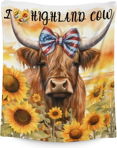 Miniatura 8 de Mercuryelf Highland Cow - Manta suave, mullida y cálida, 30 x 40 pulgadas, manta pequeña para regazo y cuna, color beige, bonito regalo para bebé