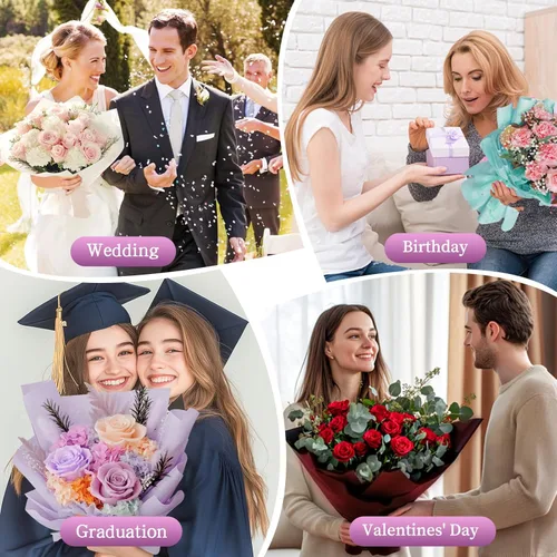Miniatura 5 de REAXYZNN 20 hojas de papel de regalo de flores, papel de regalo floral impermeable con tarjetas para manualidades de bricolaje, suministros de Blanco