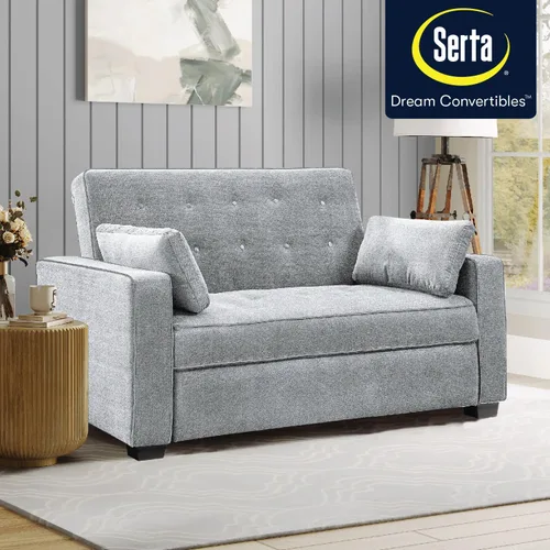Miniatura 5 de Serta Ainsley - Sofá cama convertible de 72.6 pulgadas, tamaño Queen, Dreamcoil Comfort, tela tejida suave, color gris claro