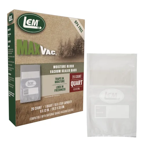 LEM Productos MaxVac - Bolsas de vacío para detener la humedad, sin BPA, resistentes a pinchazos, 8 x 12 pulgadas, 20 unidades