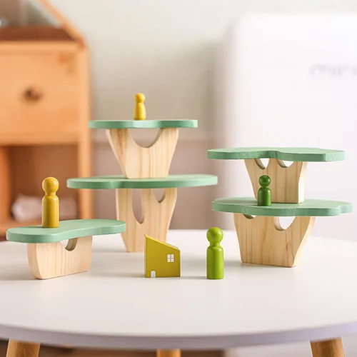 WOODEN TEETHER Juguete de árbol de madera, paquete de 15 juguetes sensoriales de bosque de madera para niños y niñas, juguetes educativos Montessori