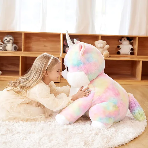 Miniatura 6 de EARTHSOUND Juguete de Peluche de Animal Relleno Caticornio Gato Unicornio Gigante, Juguetes Suaves Lindos Grandes Jumbo, 23 pulgadas Gran
