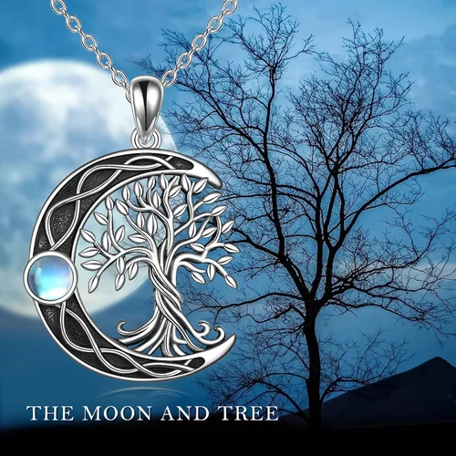 Miniatura 55 de ONEFINITY Collar de plata de ley 925 con diseño de árbol de la vida con colgante de nudo celta de concha de abulón para mujer