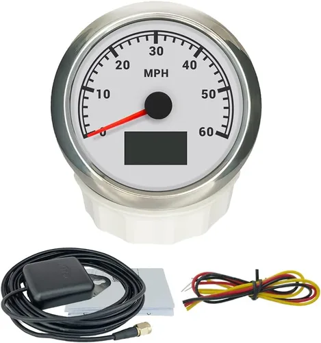 Miniatura 10 de ELING Velocímetro GPS de 3 3/8 pulgadas (3.346 in) 0-200 MPH con kilometraje total Tripmeter Curso sobre el suelo 12V 24V con 8 colores Negro+Negro
